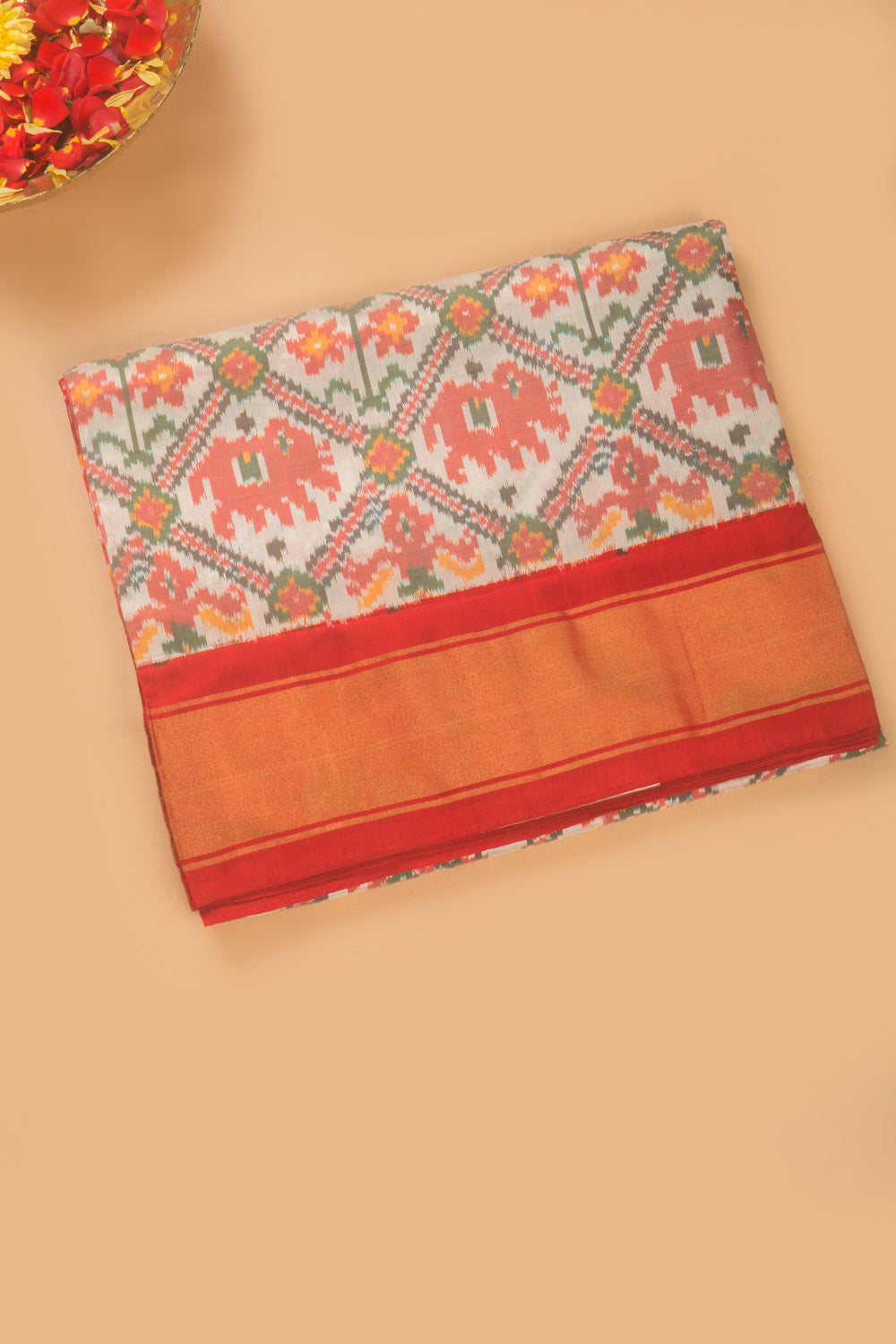 Pochampally Silk Ikat White Saree
