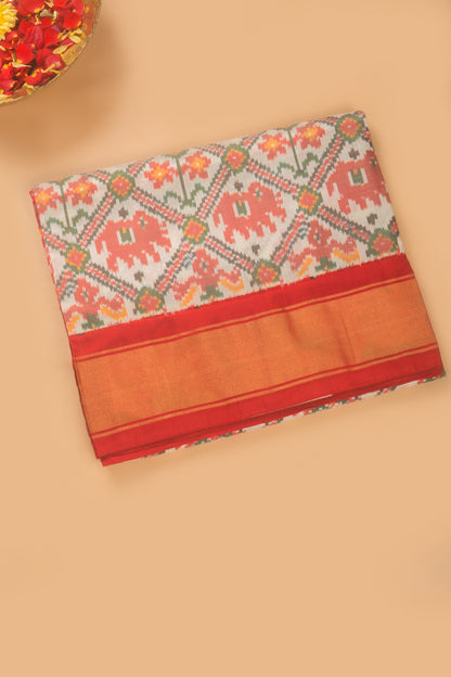 Pochampally Silk Ikat White Saree