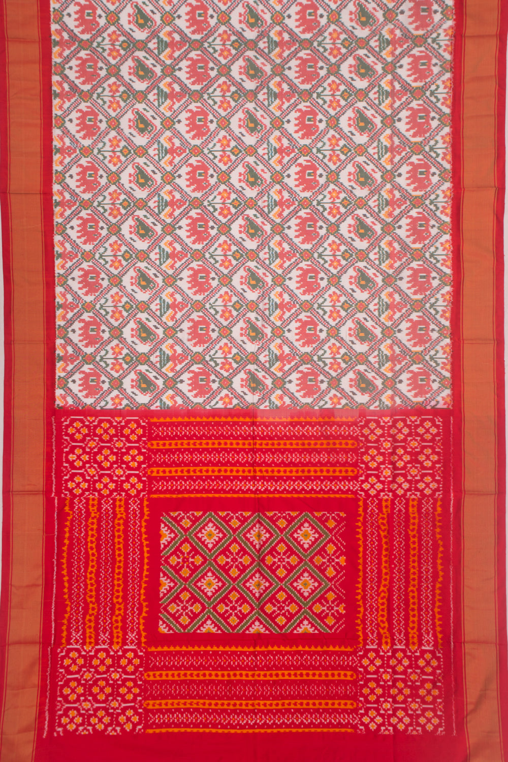 Pochampally Silk Ikat White Saree