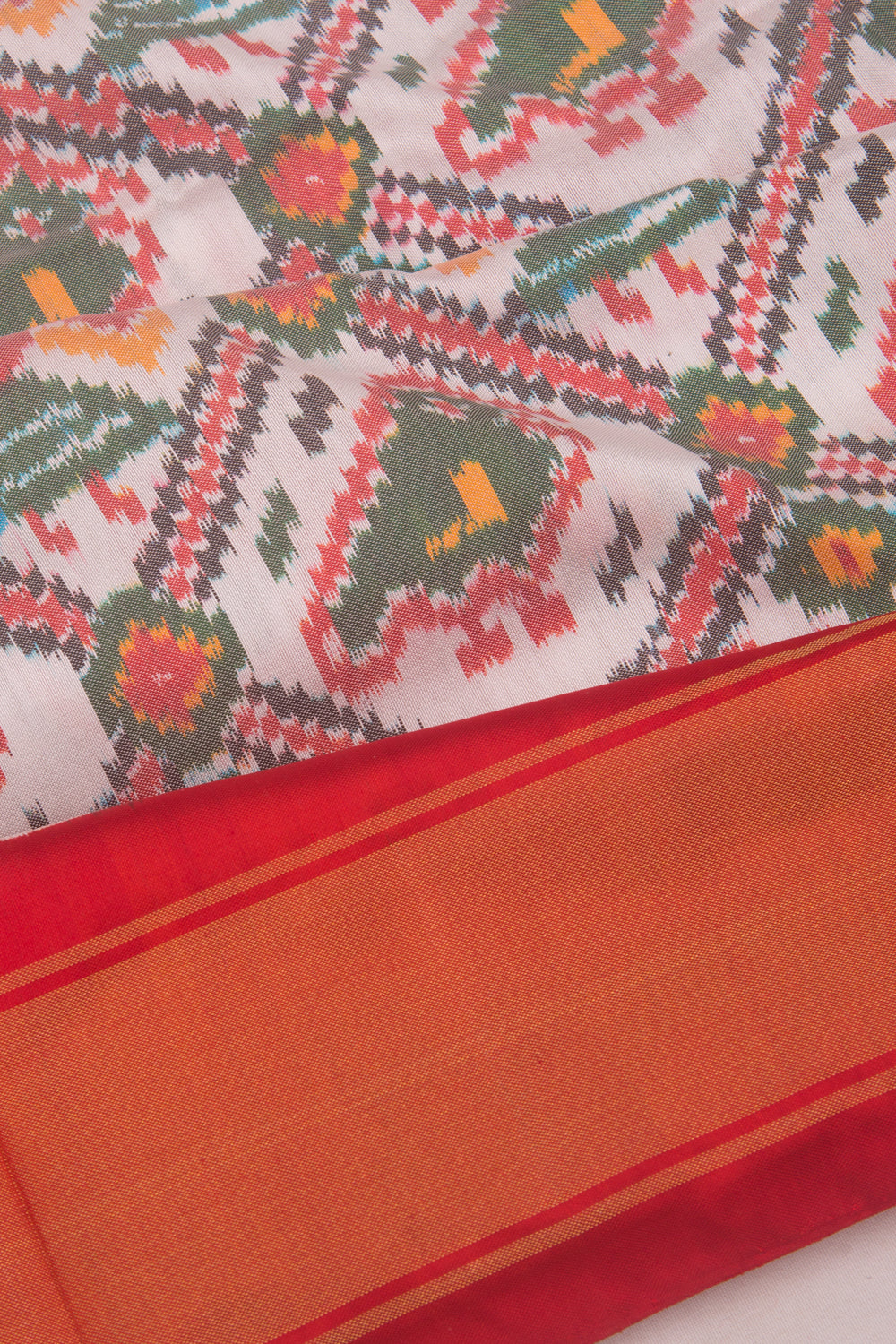 Pochampally Silk Ikat White Saree
