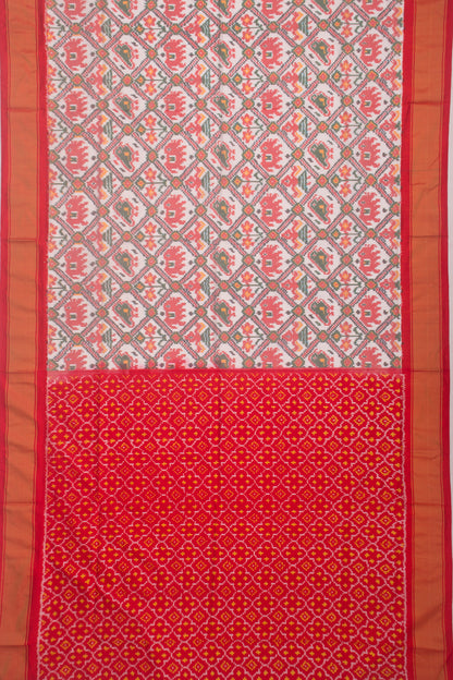 Pochampally Silk Ikat White Saree