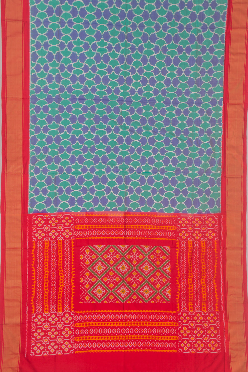 Pochampally Silk Ikat Green And Blue Saree