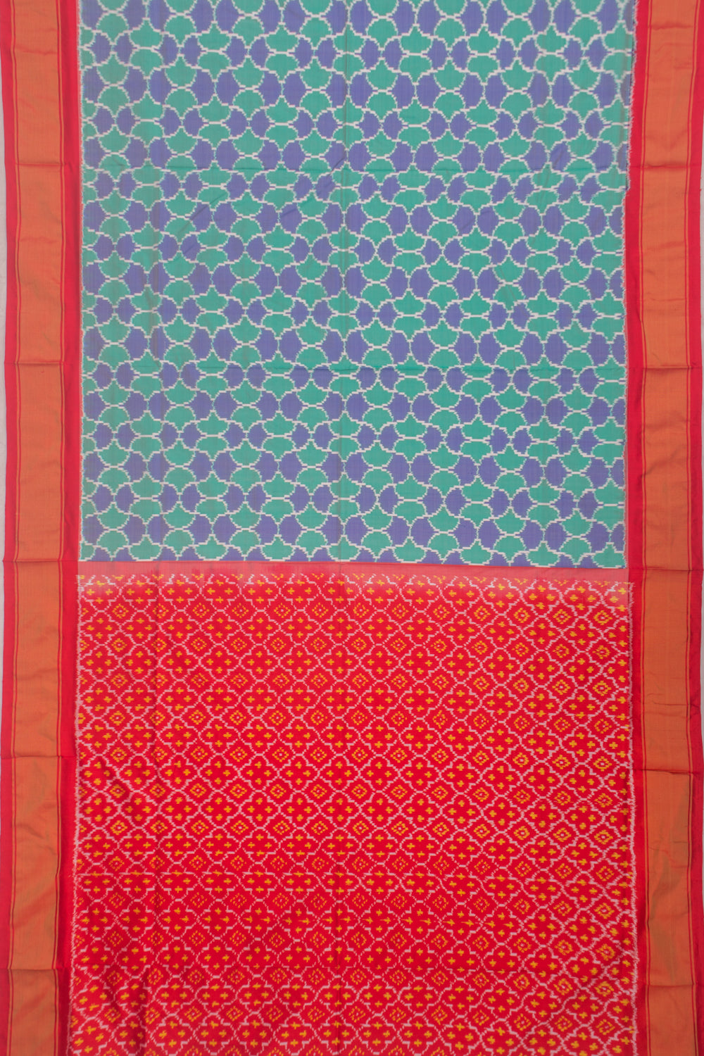 Pochampally Silk Ikat Green And Blue Saree