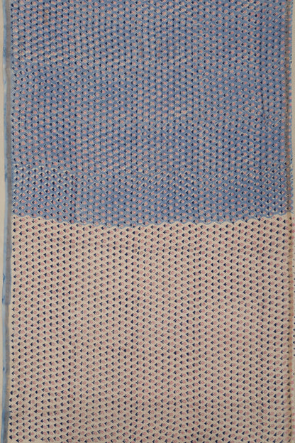 Chanderi Cotton Floral Printed Blue Saree