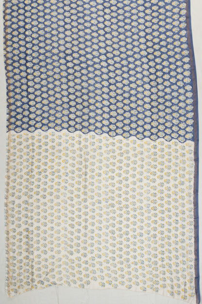 Chanderi Cotton Floral Printed Dark Blue Saree