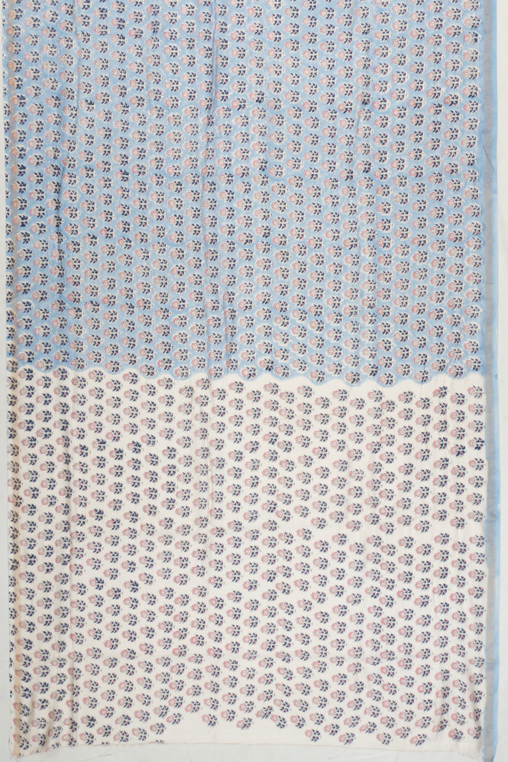 Chanderi Cotton Floral Printed Pastel Blue Saree