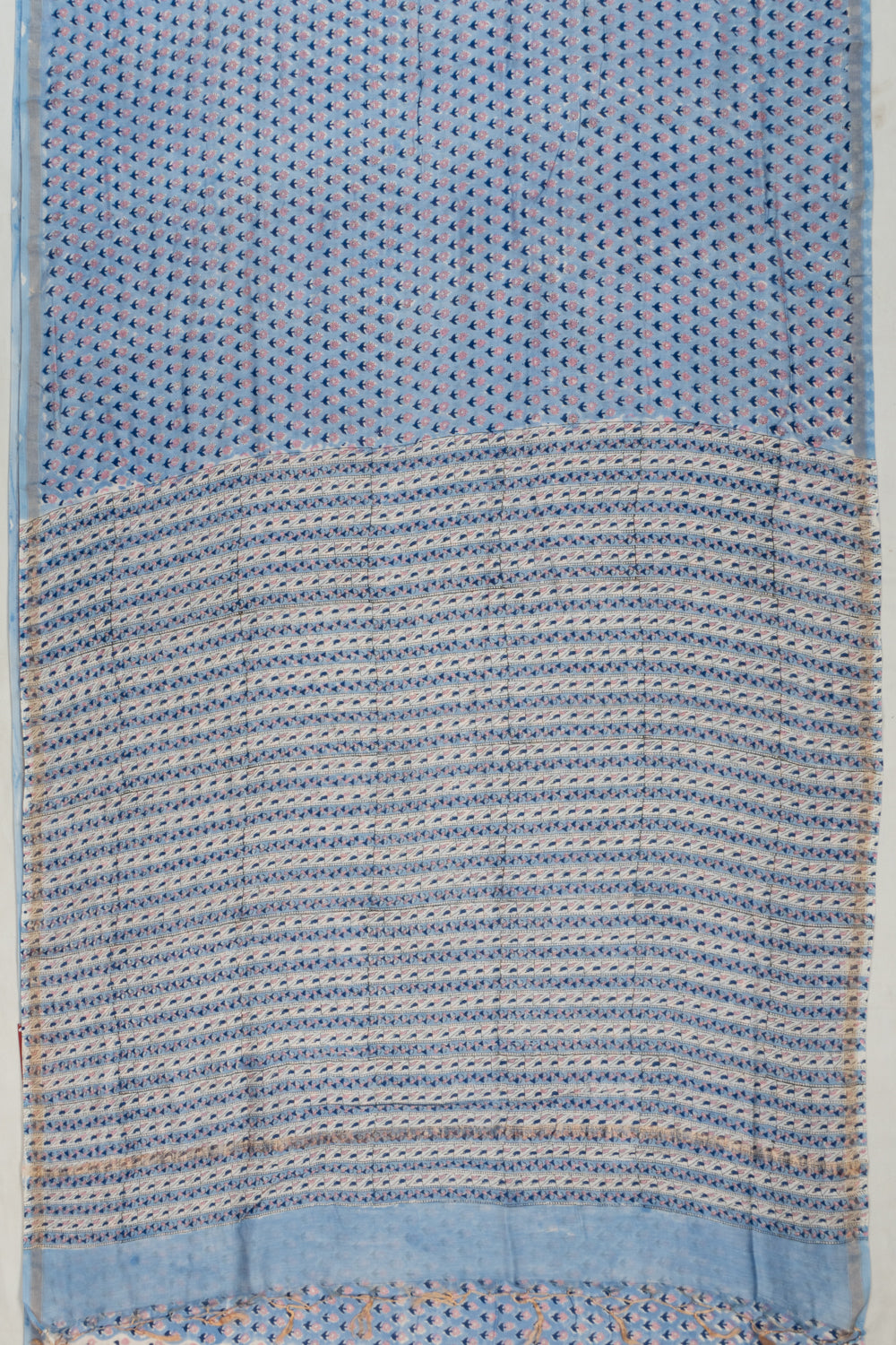 Chanderi Cotton Floral Printed Pastel Blue Saree