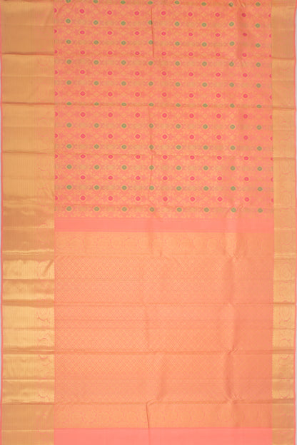 Kanchipuram Silk Brocade Peach Saree