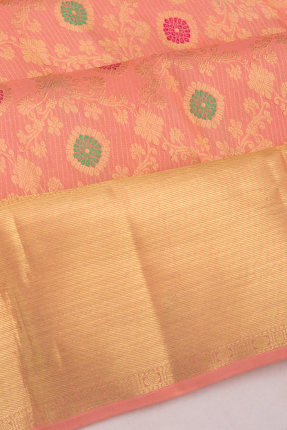 Kanchipuram Silk Brocade Peach Saree