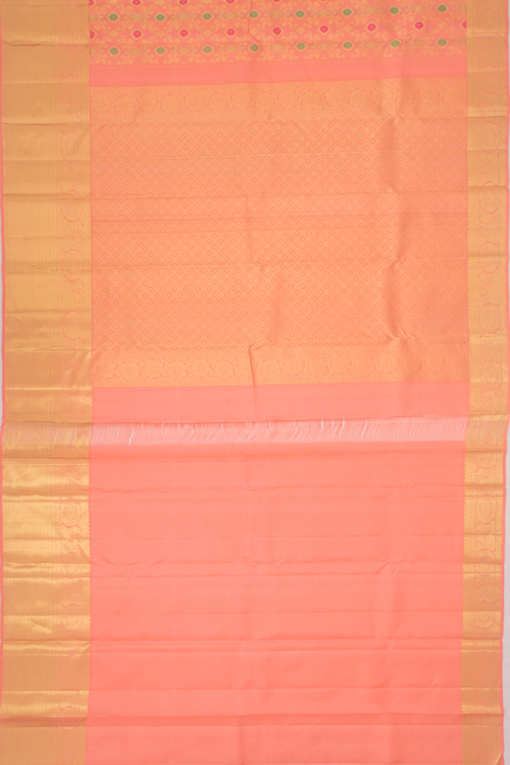 Kanchipuram Silk Brocade Peach Saree