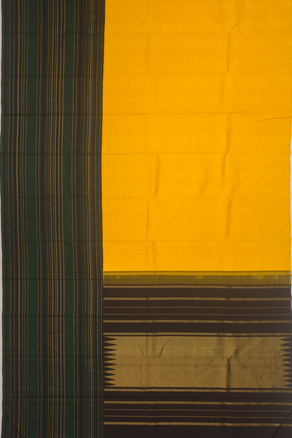 Kanchipuram Silk Checks Yellow Saree