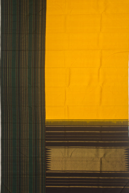 Kanchipuram Silk Checks Yellow Saree