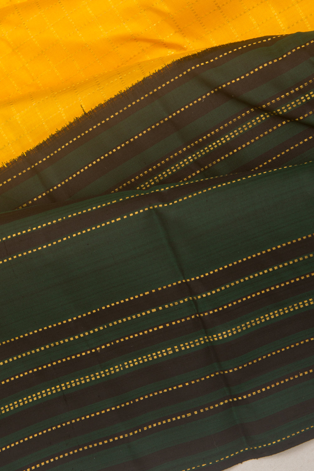 Kanchipuram Silk Checks Yellow Saree