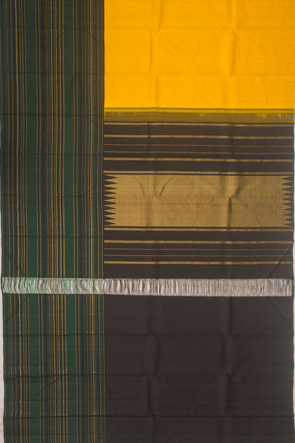 Kanchipuram Silk Checks Yellow Saree
