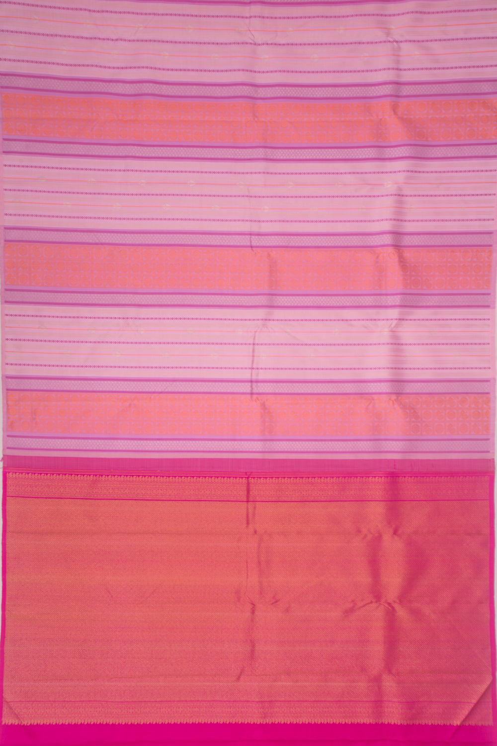 Kanchipuram Silk Vertical Brocade Pink Saree
