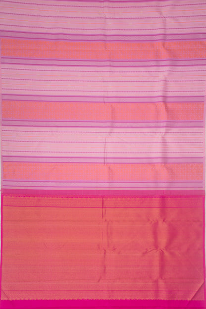 Kanchipuram Silk Vertical Brocade Pink Saree