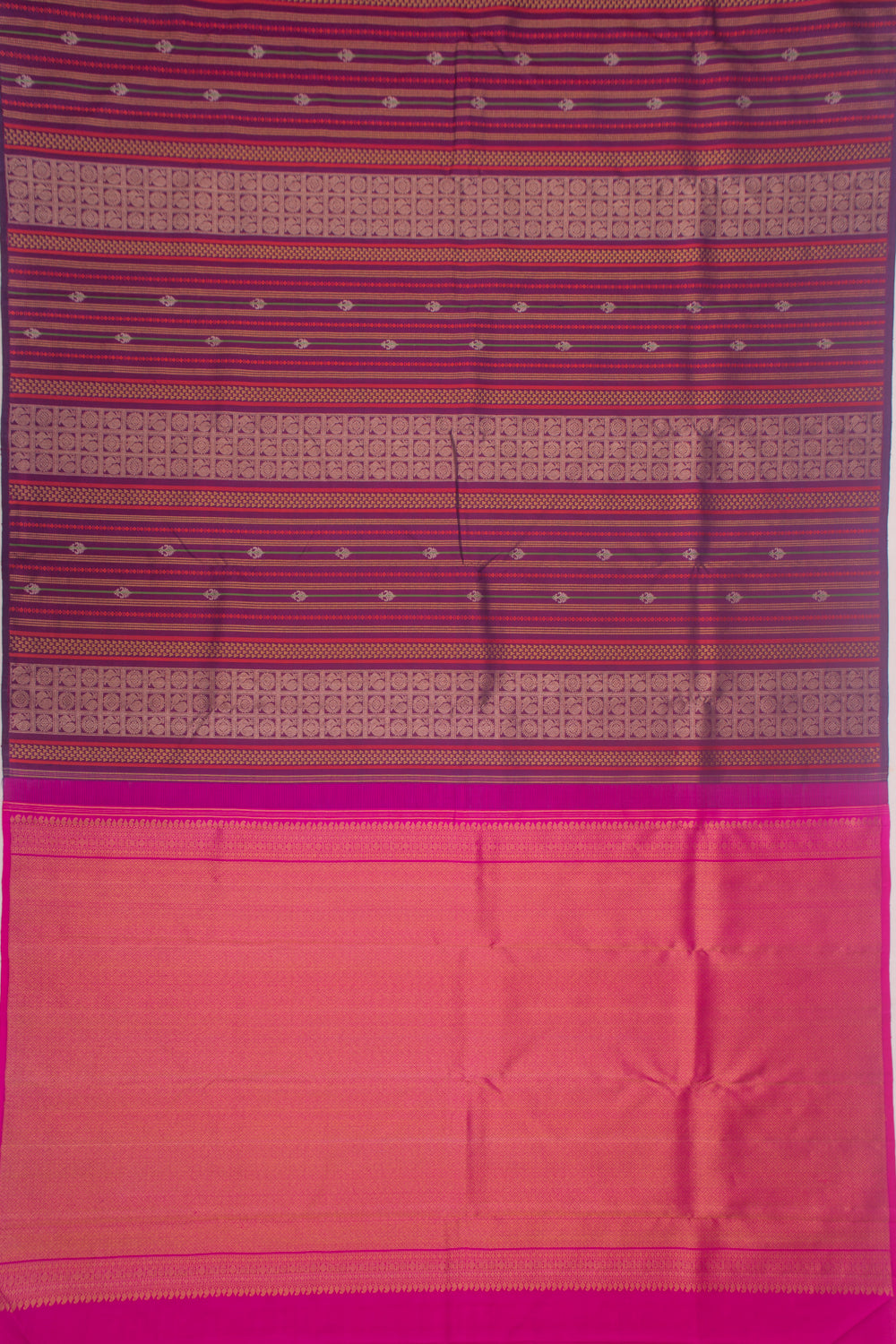 Kanchipuram Silk Vertical Brocade Purple Saree