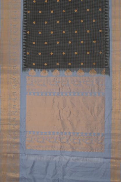 Taranga Gadwal Silk Checks And Butta Black Saree