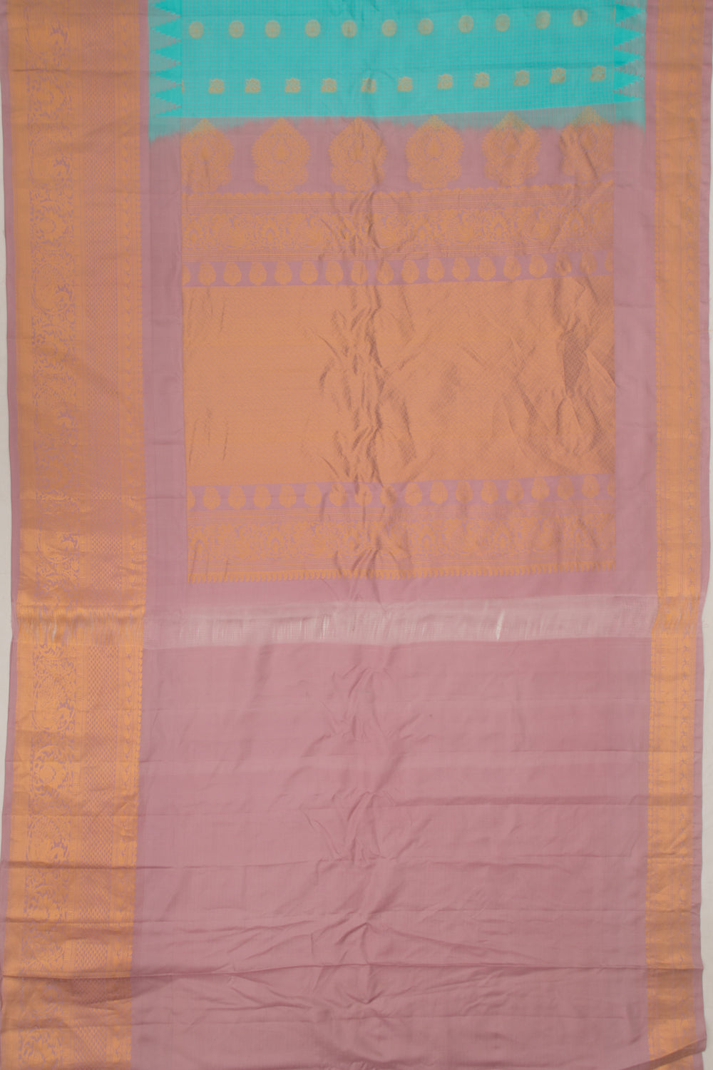 Taranga Gadwal Silk Checks And Butta Sky Blue Saree