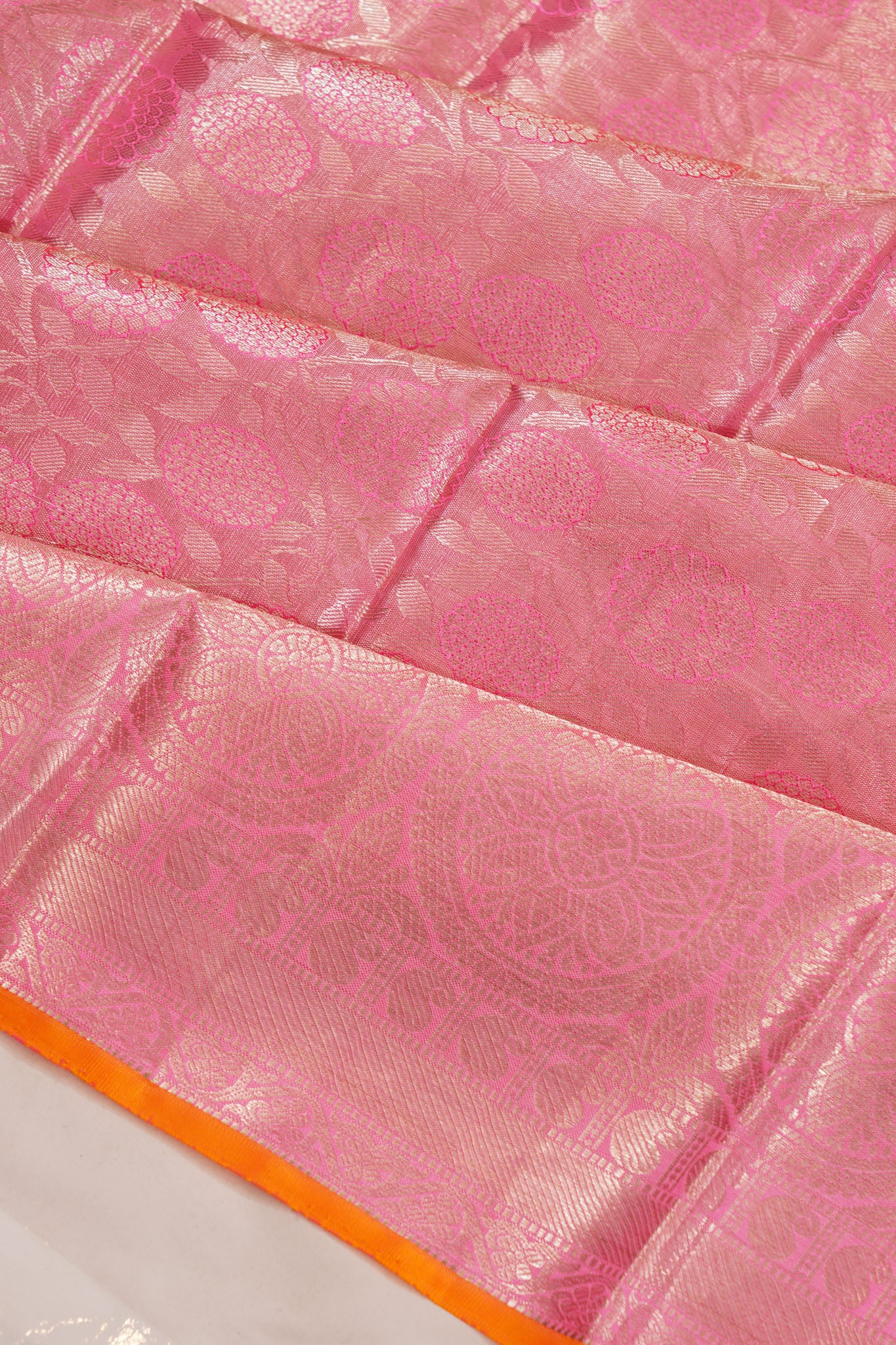 Taranga Kanchi Silk Tissue Brocade Baby Pink Saree