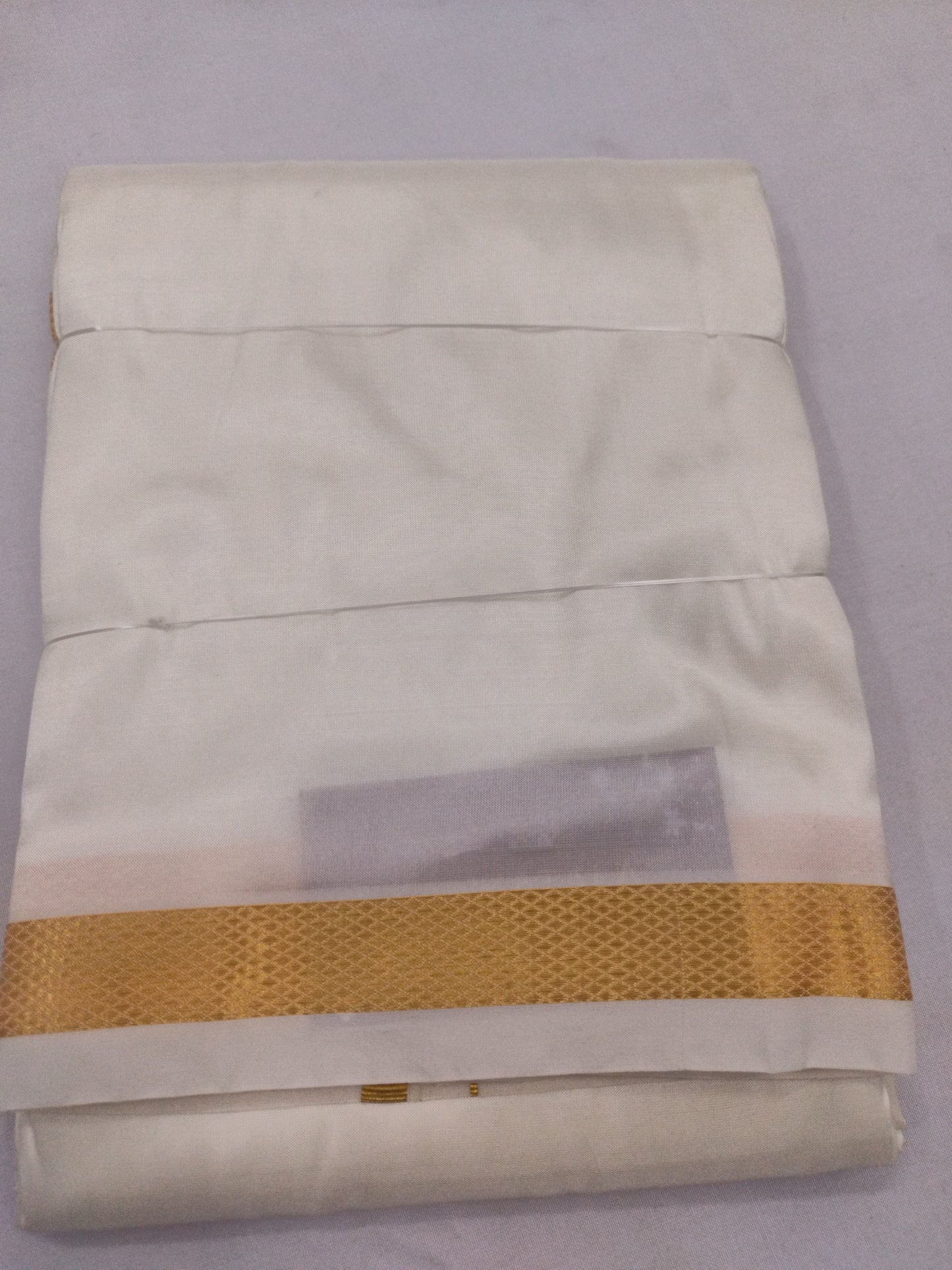 Kanchipuram Silk Plain White Dhoti With Kanduva