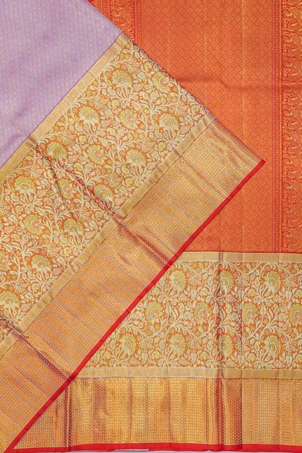 Kanchipuram Silk Brocade Lavender Saree