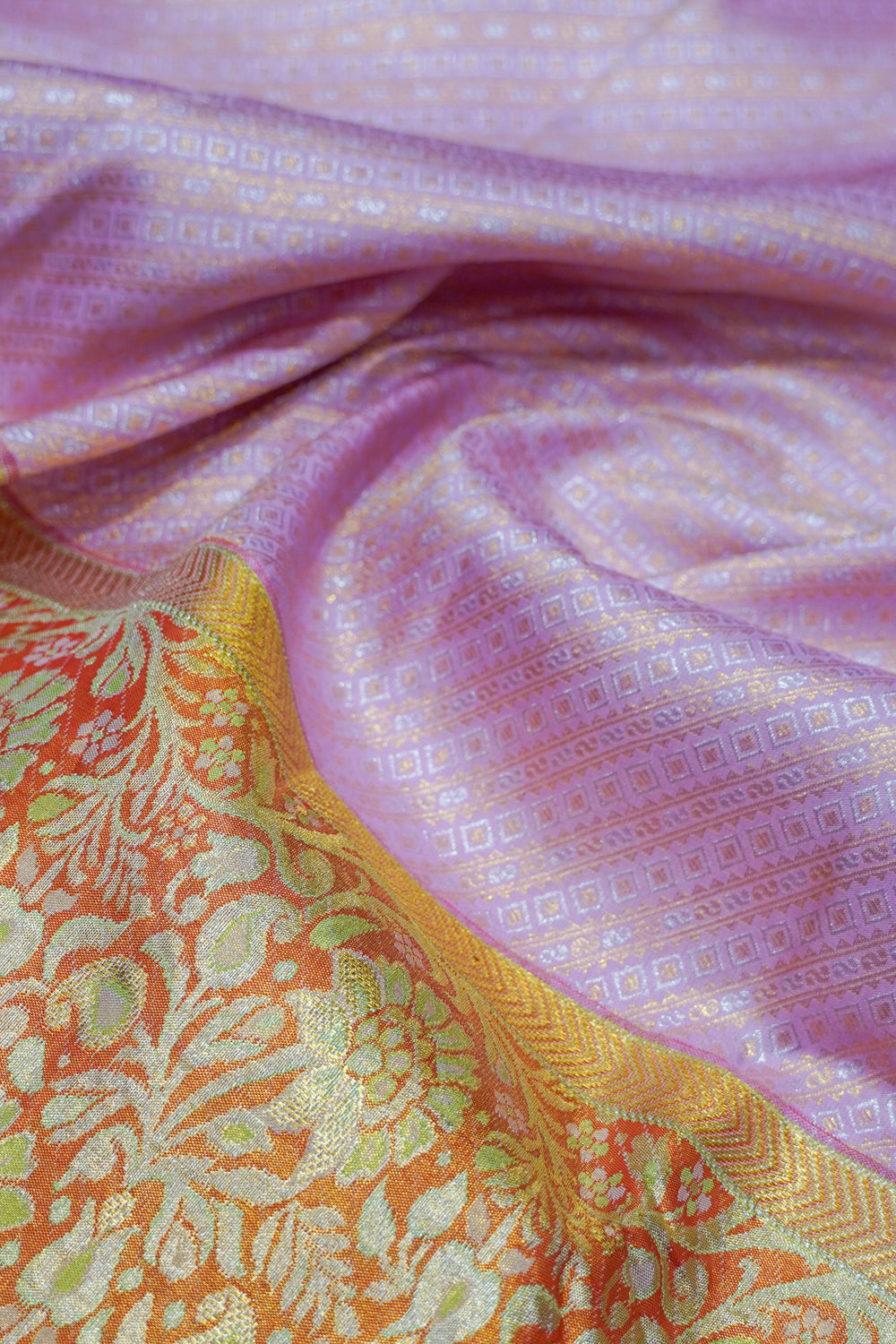 Kanchipuram Silk Brocade Lavender Saree