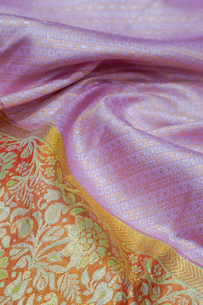 Kanchipuram Silk Brocade Lavender Saree