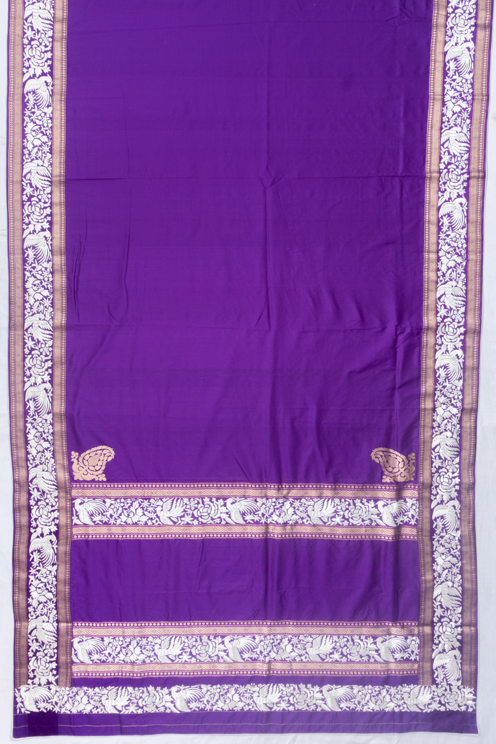 Parsi Gara Banarasi Silk Plain Violet Saree