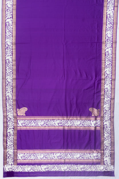 Parsi Gara Banarasi Silk Plain Violet Saree