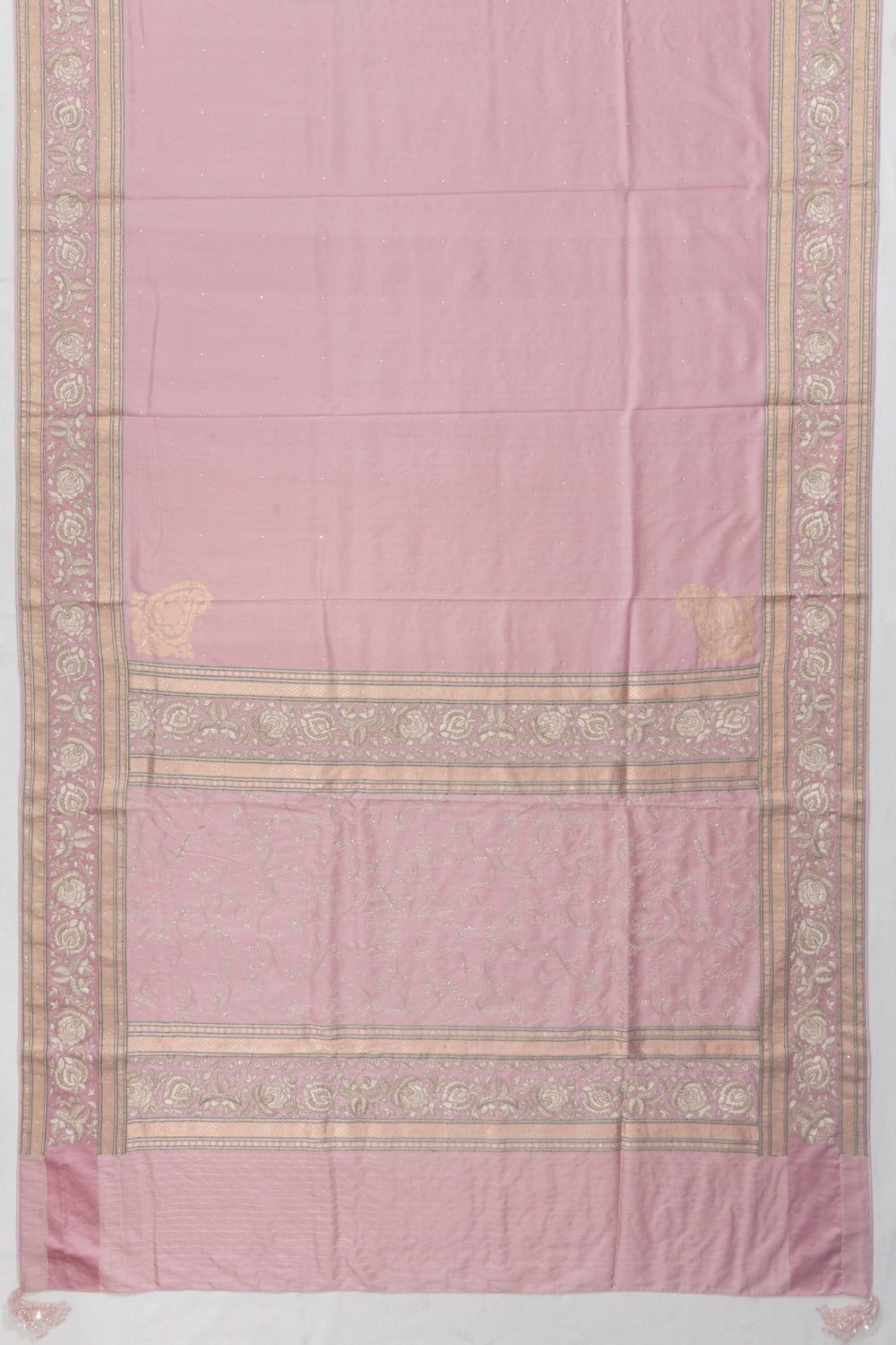 Parsi Gara Banarasi Silk Butta Baby Pink Saree