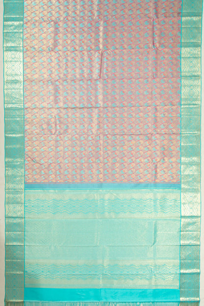 Taranga Kanchi Silk Tissue Geometrical Brocade Pink Saree