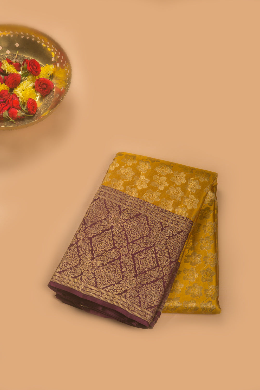 Taranga Kanchi Silk Tissue Jaal Yellow Saree