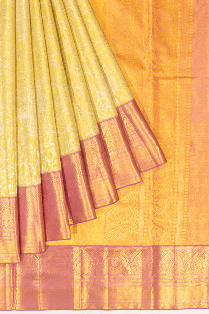Taranga Kanchi Silk Tissue Jaal Yellow Saree