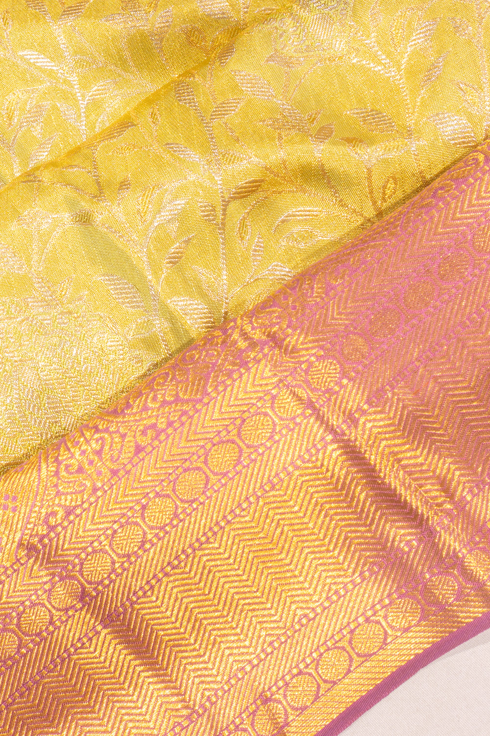 Taranga Kanchi Silk Tissue Jaal Yellow Saree