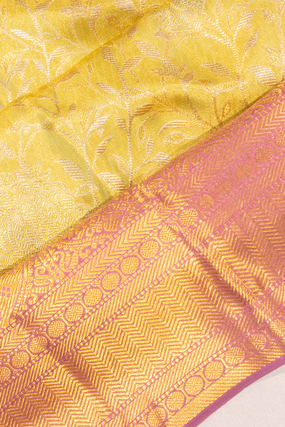 Taranga Kanchi Silk Tissue Jaal Yellow Saree
