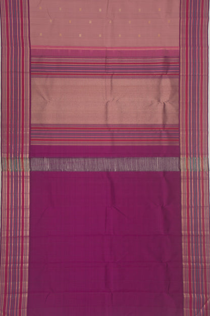 Kanchipuram Silk Checks And Butta Lilac Saree