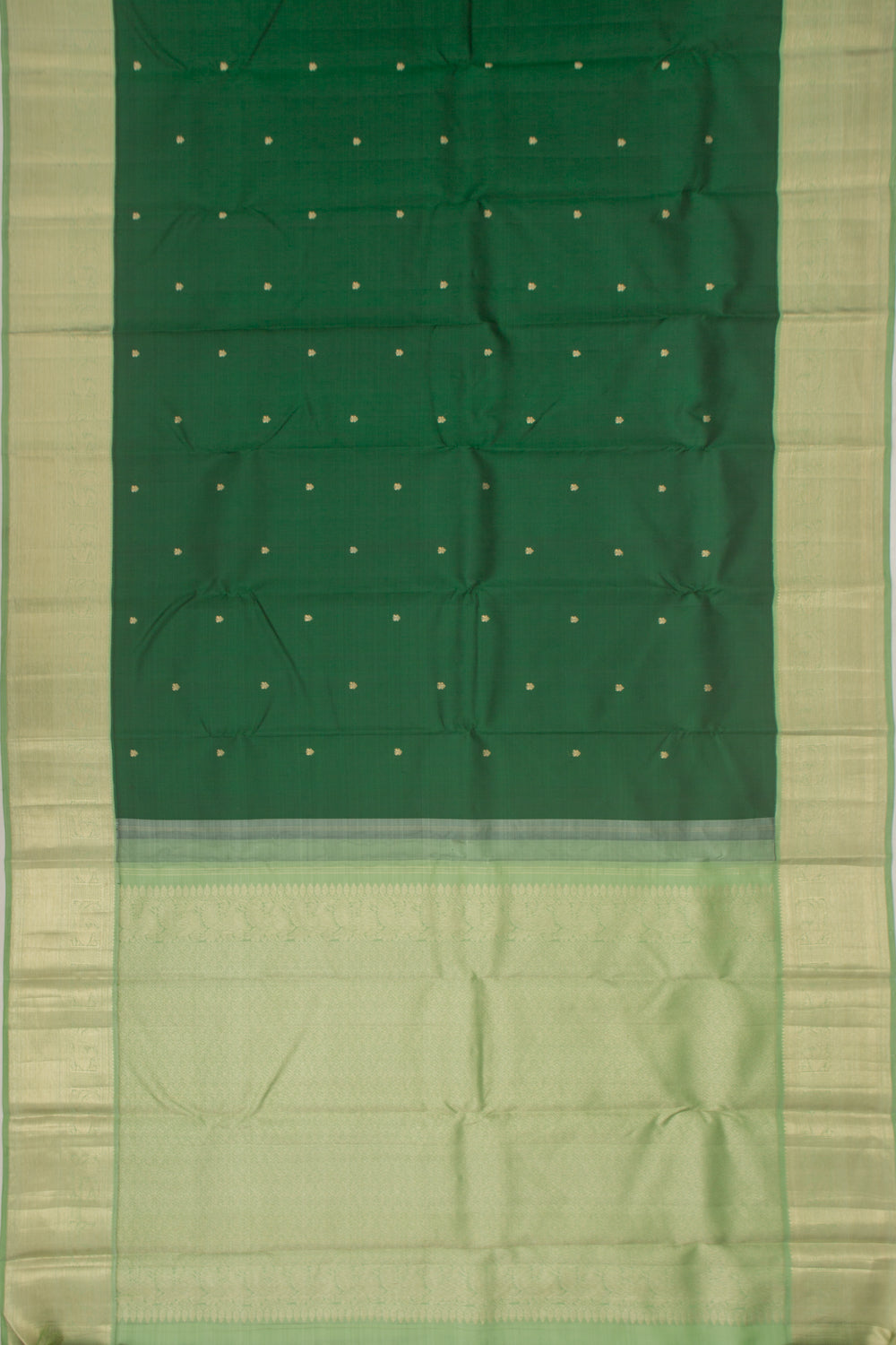 Kanchipuram Silk Butta Bottle Green Saree