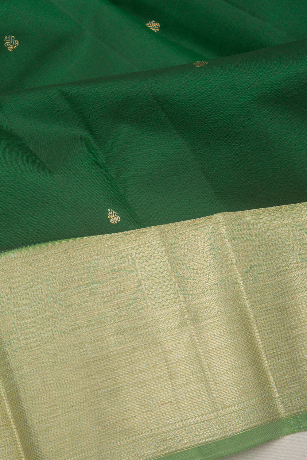 Kanchipuram Silk Butta Bottle Green Saree