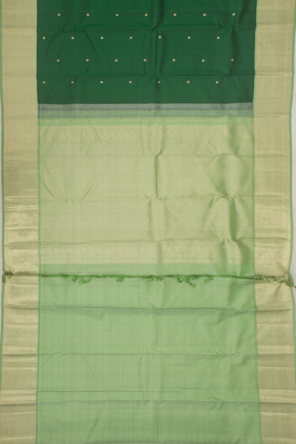 Kanchipuram Silk Butta Bottle Green Saree