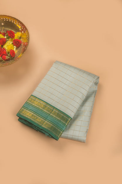 Kanchipuram Silk Checks Pastel Green Saree