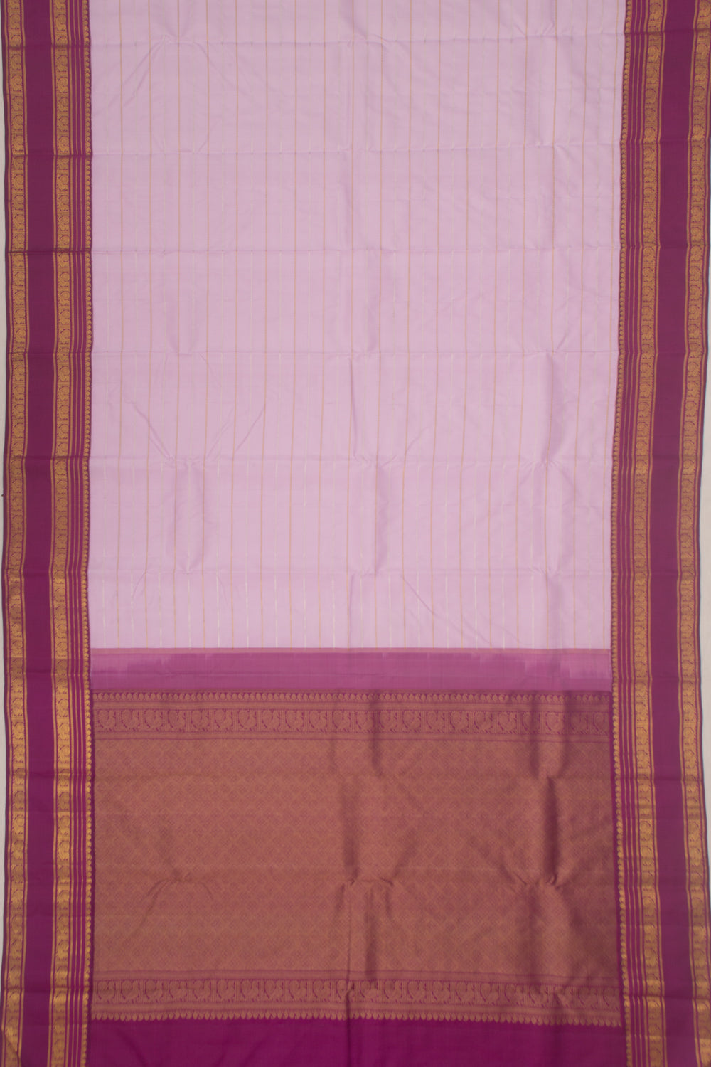 Kanchipuram Silk Veldhari Lines Lavender Saree