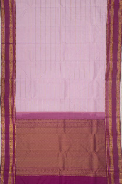 Kanchipuram Silk Veldhari Lines Lavender Saree
