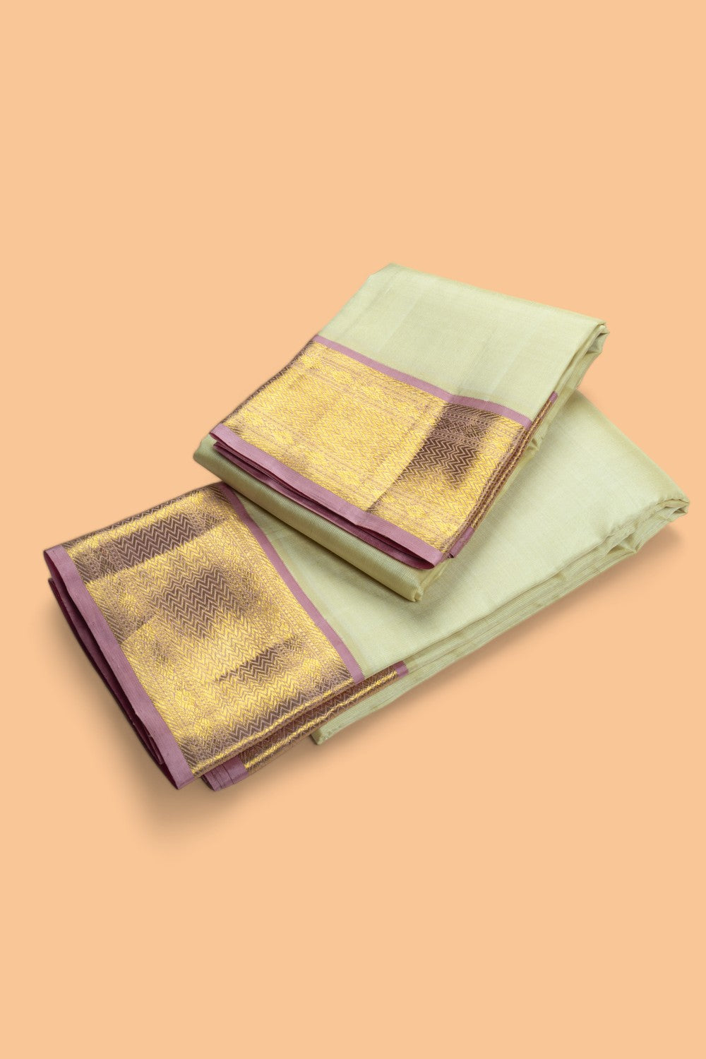 Kanchipuram Silk Plain Cream Dhoti And Kanduva