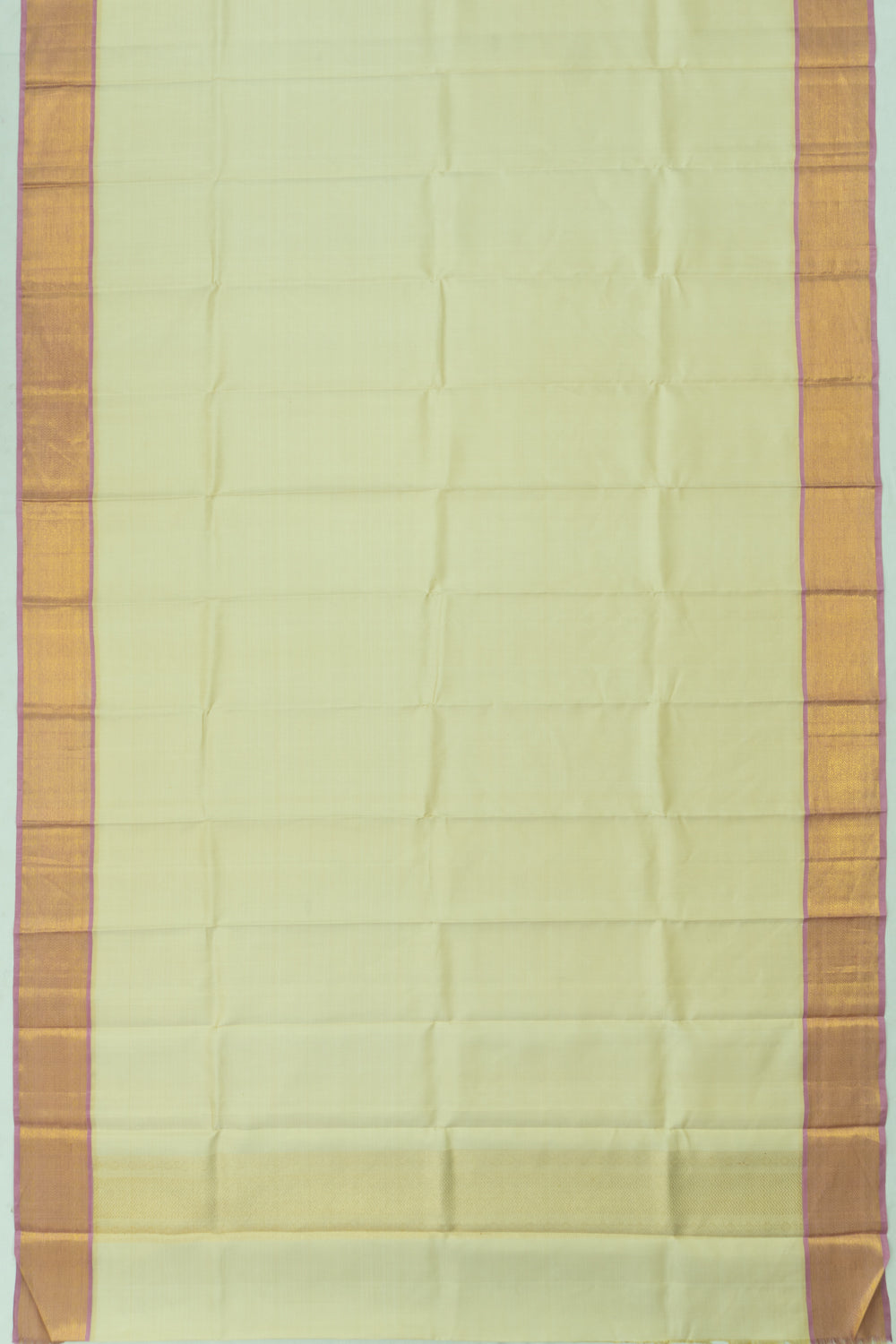 Kanchipuram Silk Plain Cream Dhoti And Kanduva
