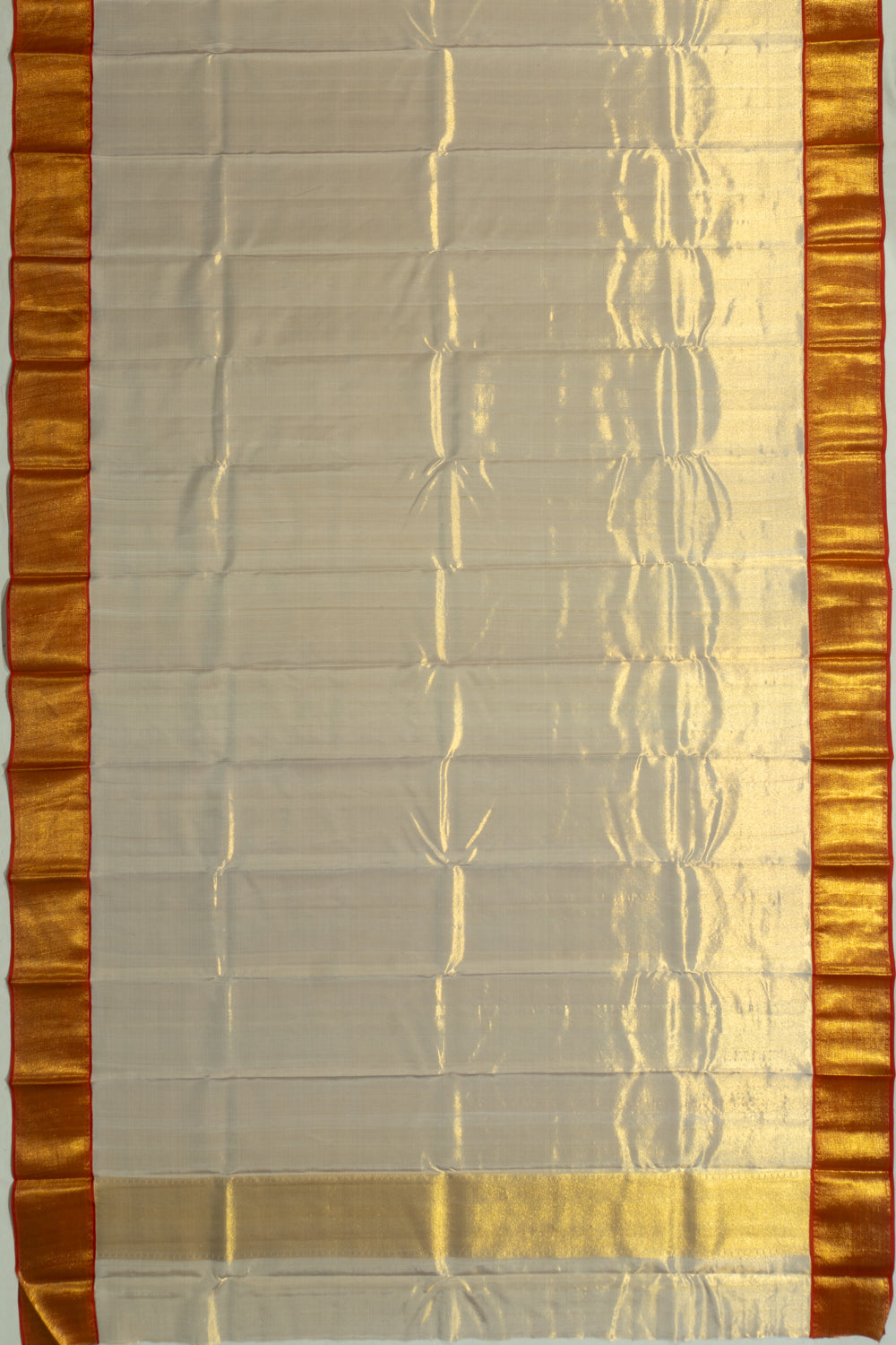 Kanchipuram Silk Tissue Plain Cream Dhoti And Kanduva