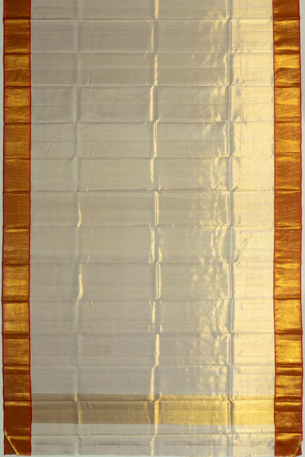 Kanchipuram Silk Tissue Plain Cream Dhoti And Kanduva