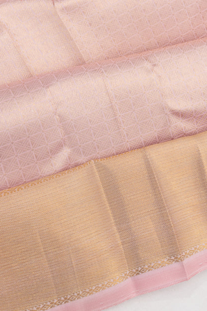 Kanchipuram Silk Brocade Pink Pastel Dhoti And Kanduva