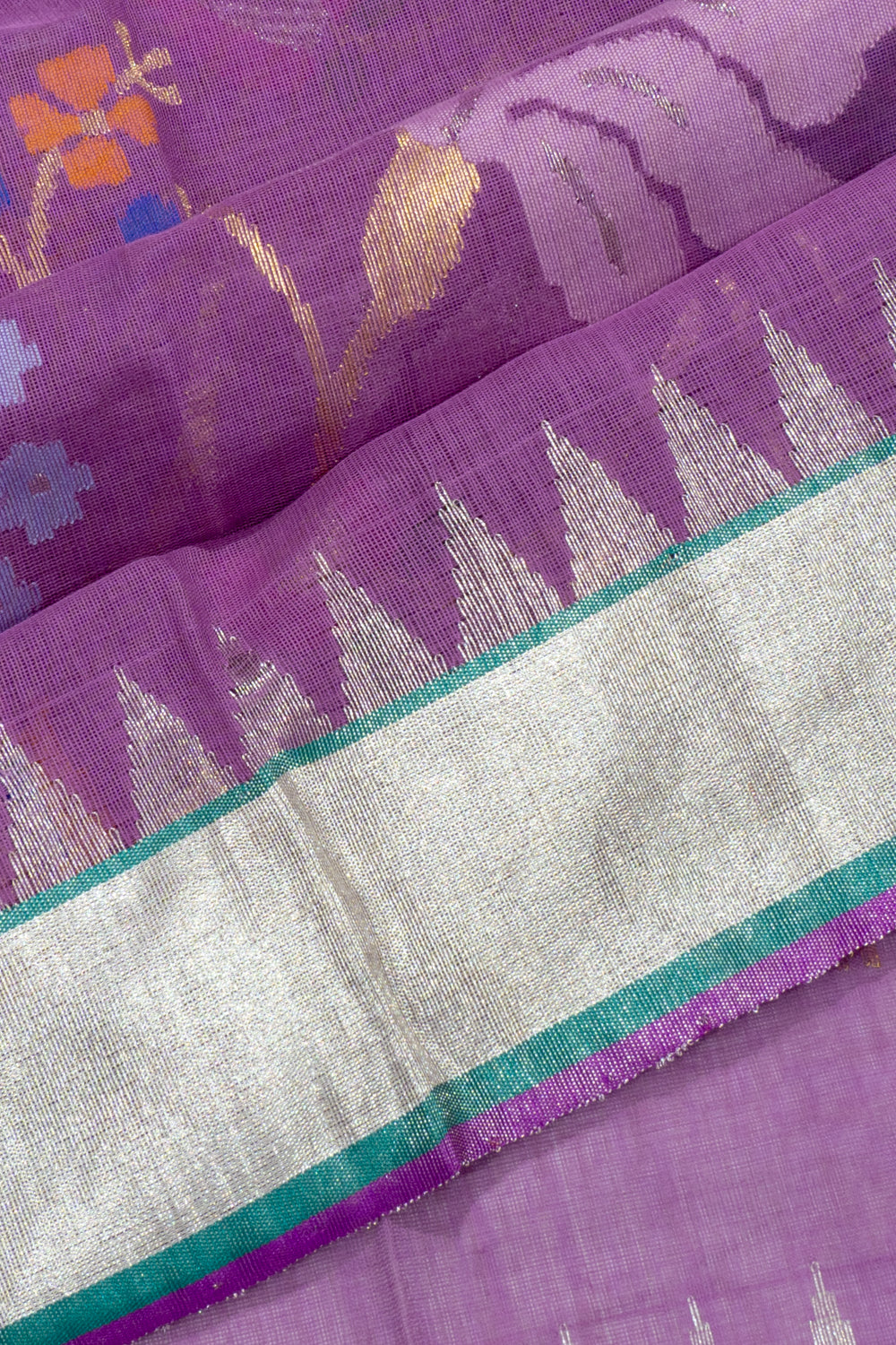 Ponduru Handspun Cotton All Over Jamdani Lavender Saree