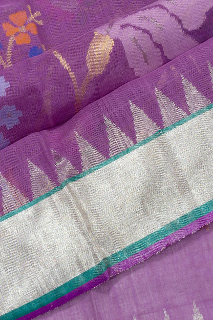 Ponduru Handspun Cotton All Over Jamdani Lavender Saree